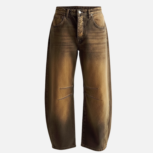 Vintage Washed Wide-Leg Jeans – High Waisted Pants for Women