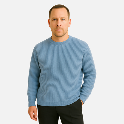 Men's Ribbed Knit Sweater - Classic Warm Pullover