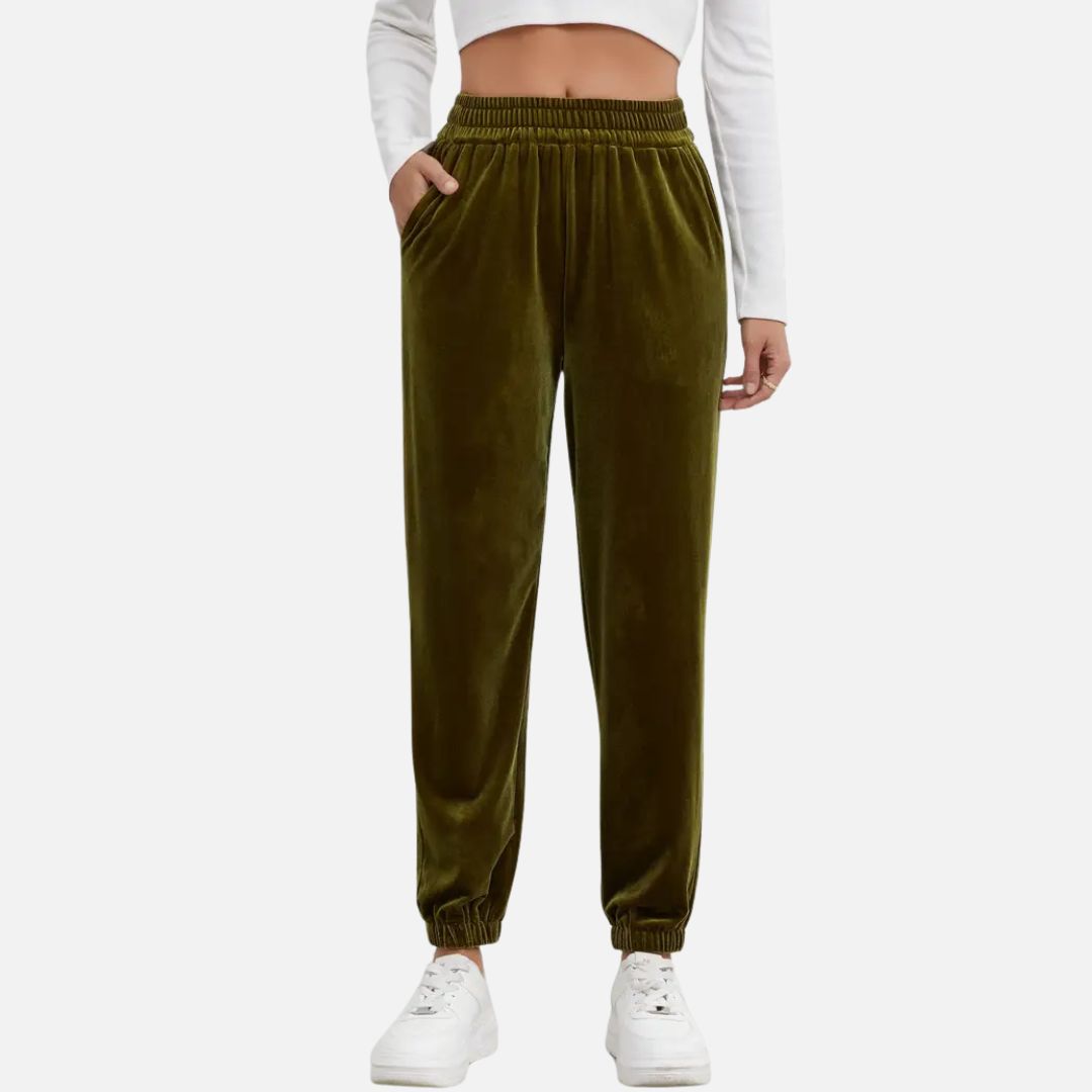 Women's Soft Velvet Track Pants - Y2K Joggers