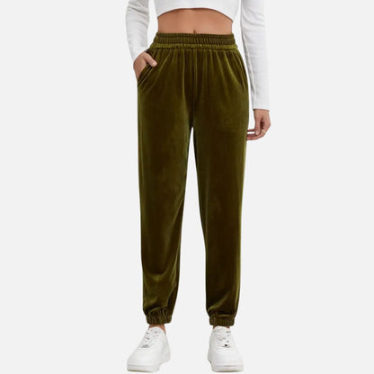 Women's Soft Velvet Track Pants - Y2K Joggers