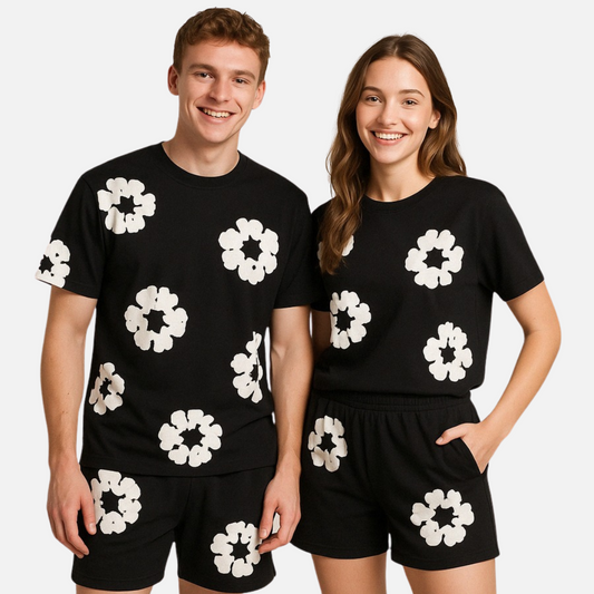 Unisex Floral Breathable T-Shirt & Shorts Outfit Set