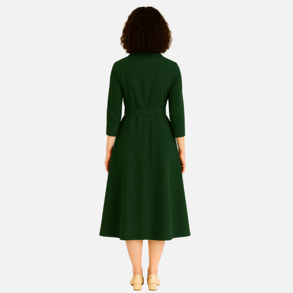 Women’s Midi Shirt Dress – Elegant Belted Dress