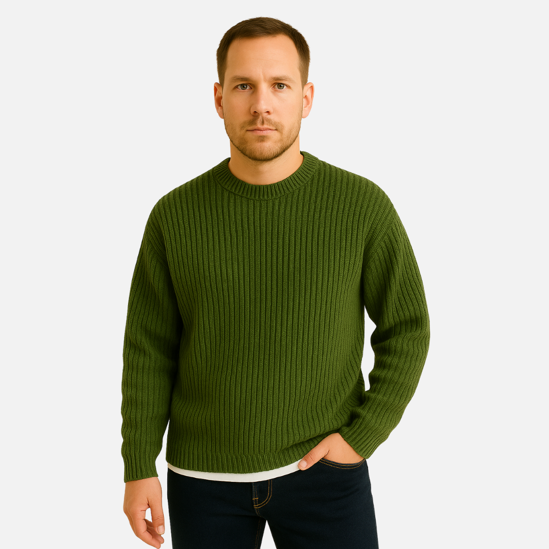 Men's Ribbed Knit Sweater - Classic Warm Pullover