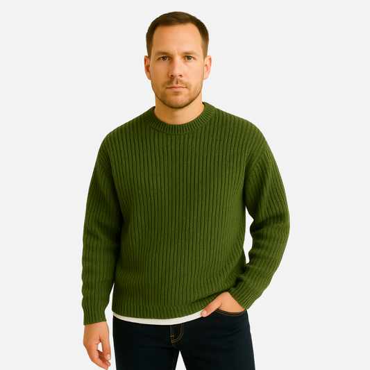 Men's Ribbed Knit Sweater - Classic Warm Pullover