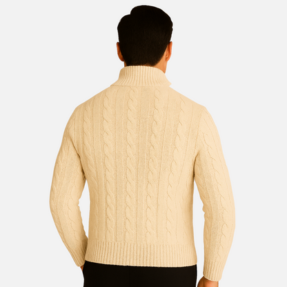 Men's Cotton Knit Half-Zip Sweater - Knitted Half-Zipper