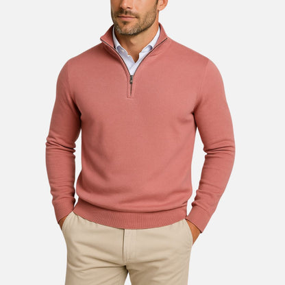 Men's Cotton Quarter-Zip Sweater - Slim Fit Boss Zipper