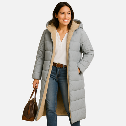 Women’s Long Puffer Coat – Warm Teddy Jacket