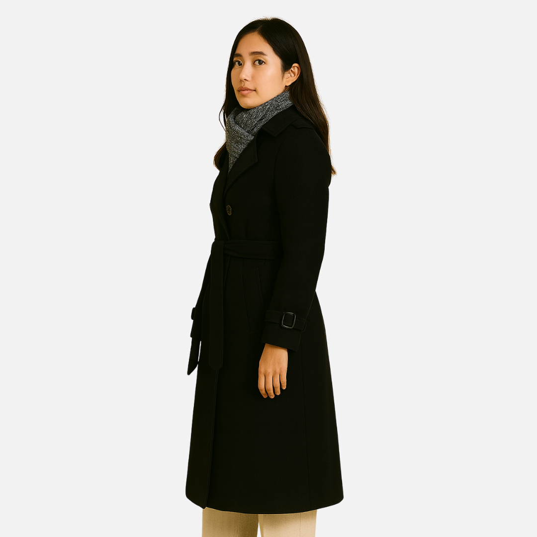 Women’s Classic Trench Coat – Long Belted Overcoat
