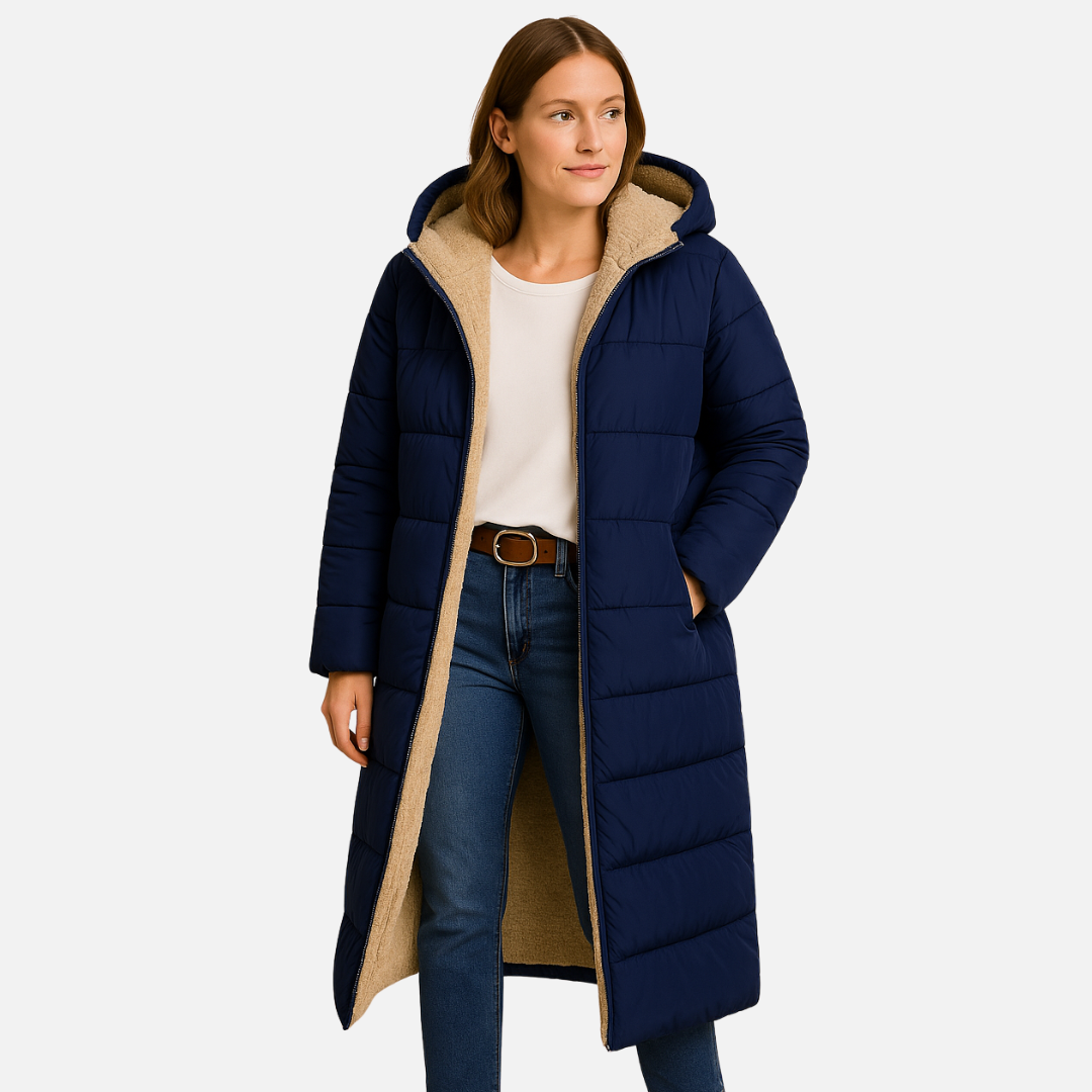 Women’s Long Puffer Coat – Warm Teddy Jacket