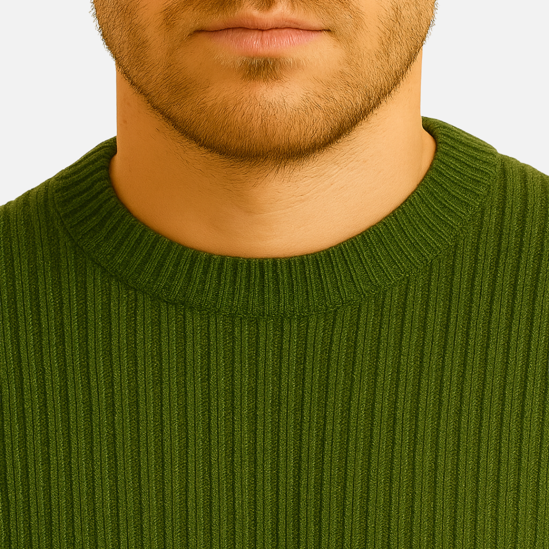 Men's Ribbed Knit Sweater - Classic Warm Pullover