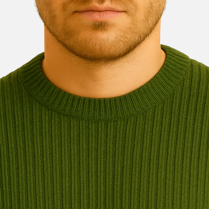 Men's Ribbed Knit Sweater - Classic Warm Pullover