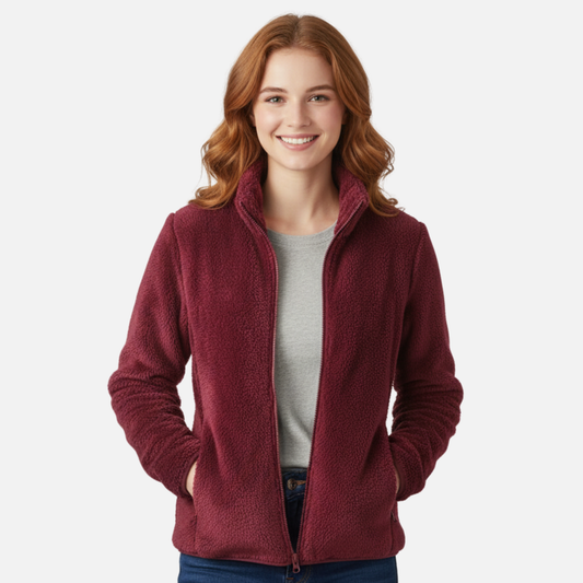 Women’s Full Zip Plush Fleece Jacket – Soft Casual Outerwear