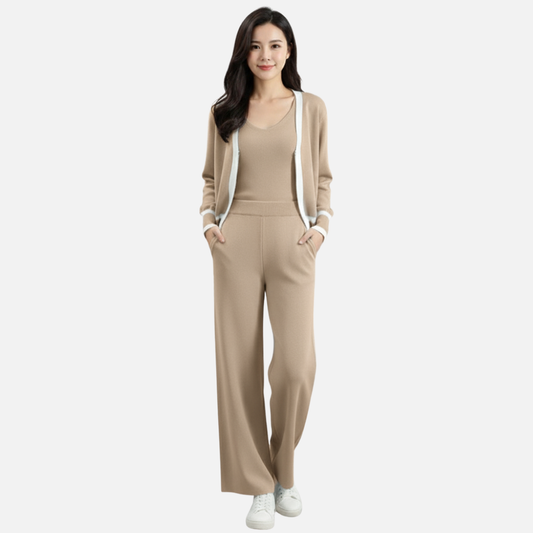 Women’s Elegant Knit 3-Piece Lounge Set – Wide Fit