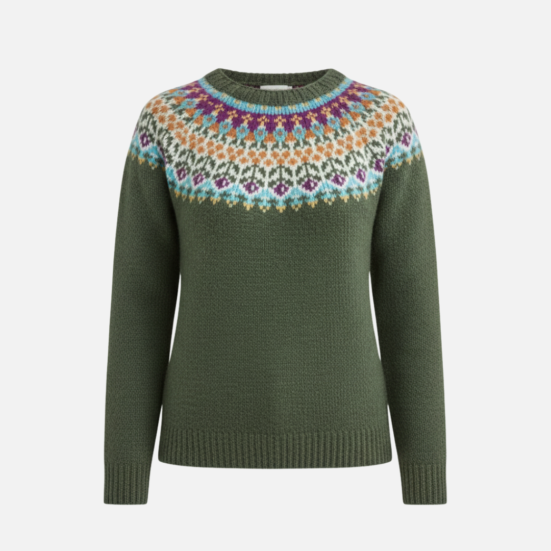 Women’s Nordic Knit Sweater – Wool Pullover