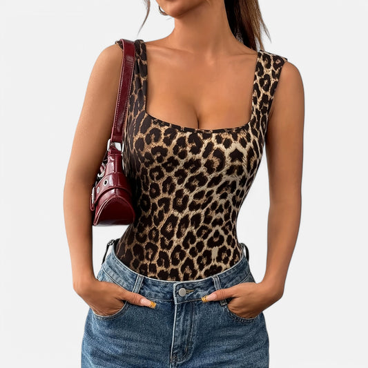 Women's Sleeveless Leopard Bodysuit