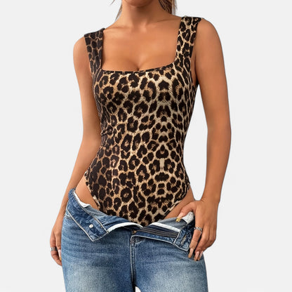 Women's Sleeveless Leopard Bodysuit